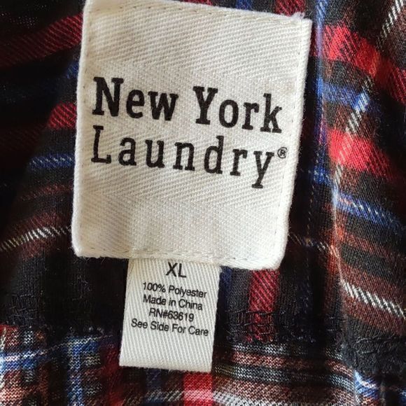 New York Laundry Lightweight Open Drape Front Long Plaid Long Sleeve Top Sz XL - Picture 12 of 14